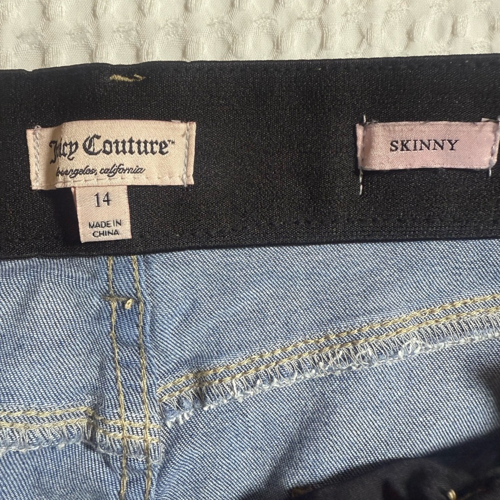 Juicy Couture Dark Blue Distressed Skinny Jeans Size 14 - Picture 3 of 6